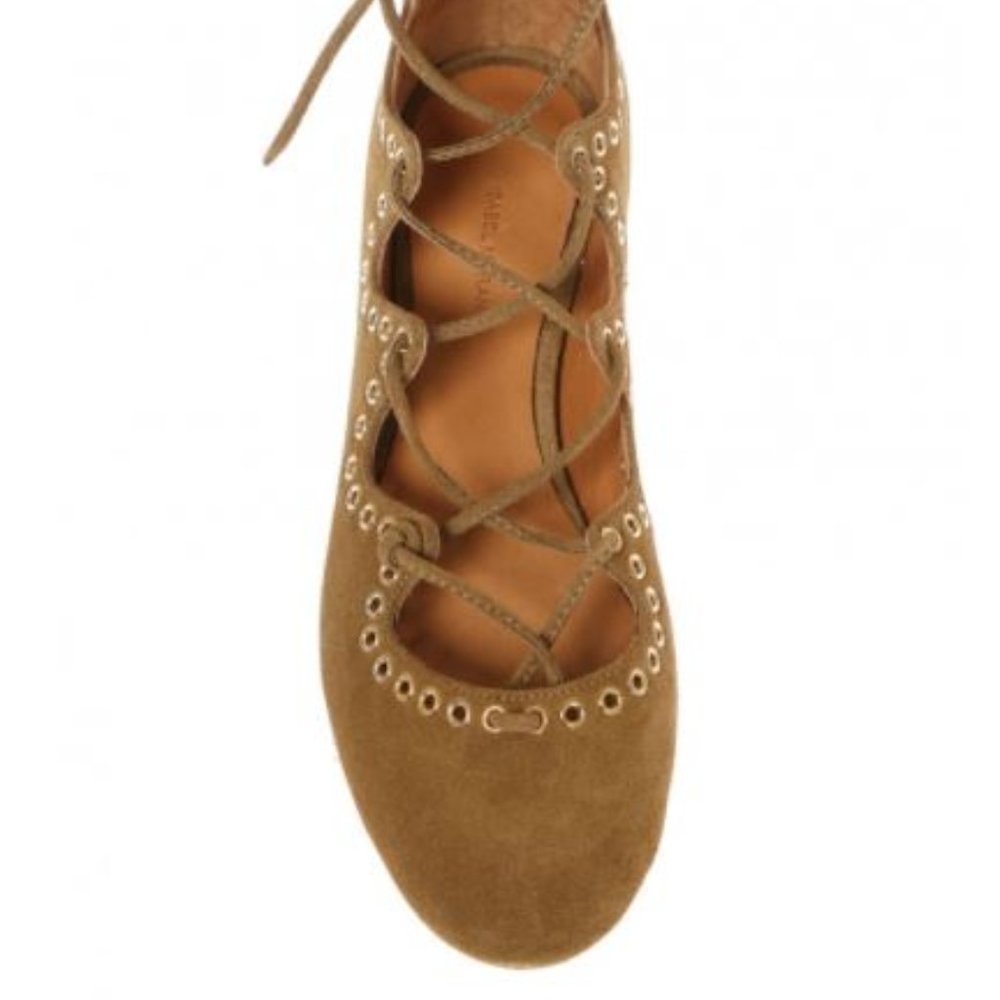 Isabel Marant "Leo" Studded Lace-Up Ballet Flats, size 38